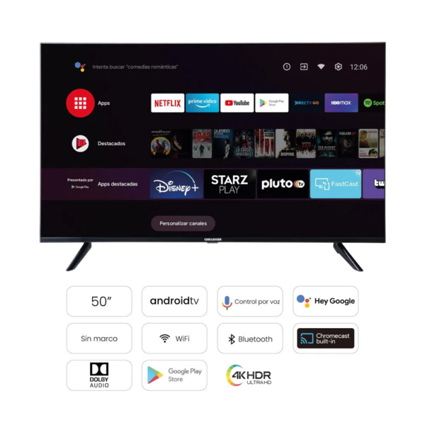 Televisor 50 Pulgadas Challenger Android TV UHD Smart TV Bluetooth - Netflix - UHD 50LO70 BT ANDROID T2 - Image 4