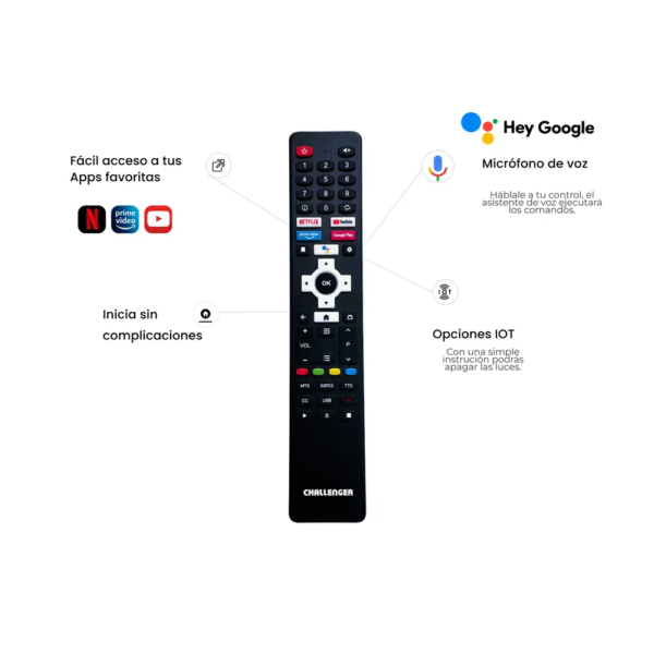 Televisor 50 Pulgadas Challenger Android TV UHD Smart TV Bluetooth - Netflix - UHD 50LO70 BT ANDROID T2 - Image 5