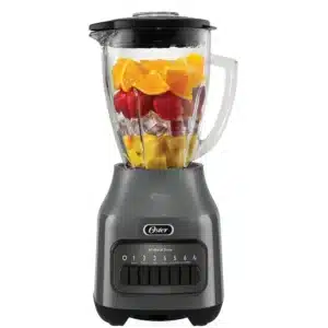 Licuadora Oster con Vaso de Vidrio Refractario Boroclass 6 Velocidades mas Pulso Color Gris
