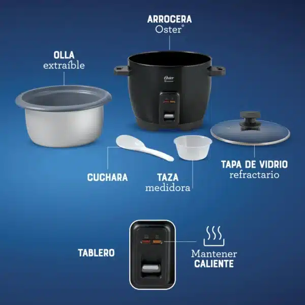 Arrocera Multiusos Oster Capacidad para 7 Tazas de Arroz Negra CKSTRCB7DFBLK - Image 5