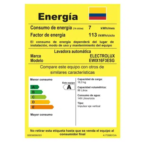 Lavadora ELECTROLUX Carga Superior 16 Kilos EWIX16F3ESG Gris - Image 7