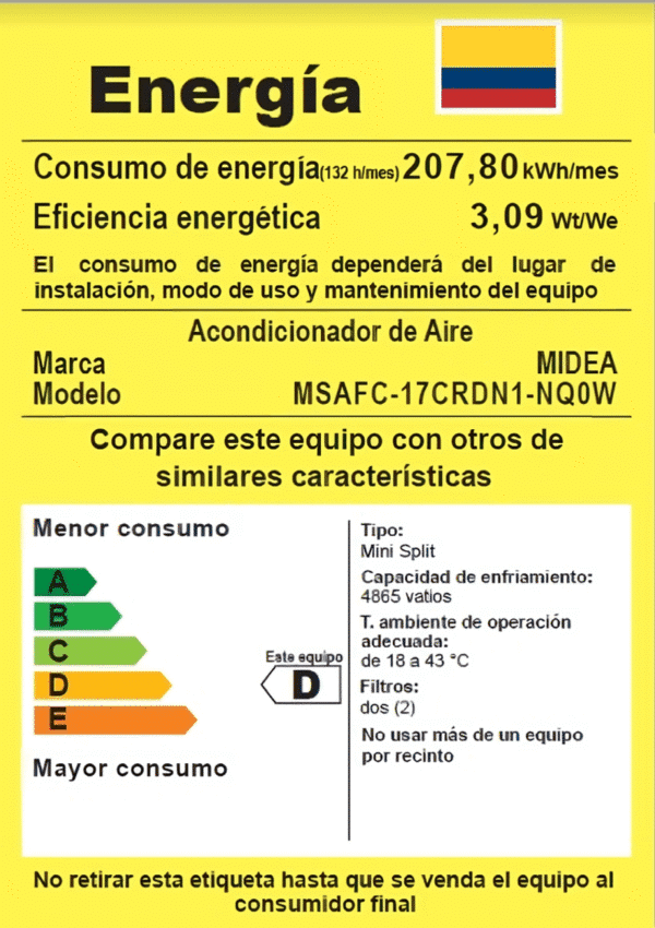 Aire Acondicionado Midea Minisplit Inverter 18000btu 220v Blanco Mox230-17Cdn-Nq0w - Image 6