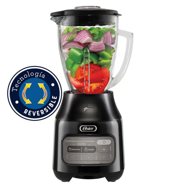 Licuadora Oster® con Tecnología Reversible con Vaso de Vidrio 1.5L  Negra Blstpegbrt