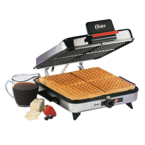 Plancha Sandwichera 3 en 1 Oster® Placas Reversibles con Recubrimiento Antiadherente Plateada Cg120w-012