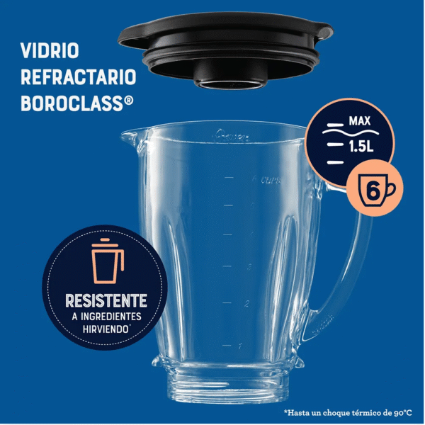 Licuadora Oster con Control de Perilla 2 Velocidades más Pulso con Vaso de Vidrio 550W Negra - Image 6