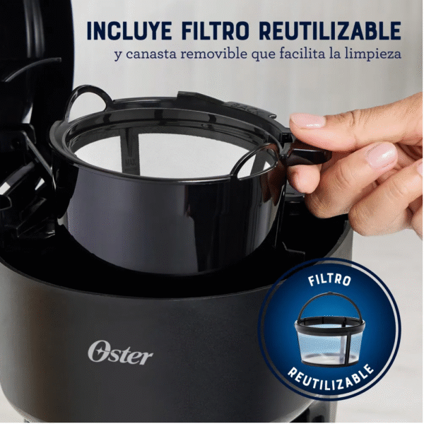 Cafetera Oster 5 Tazas de Capacidad con Filtro Reutilizable Negra Bvstdcs51b - Image 5