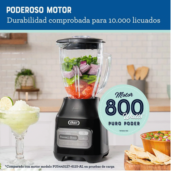 Licuadora Oster® con Tecnología Reversible con Vaso de Vidrio 1.5L  Negra Blstpegbrt - Image 4