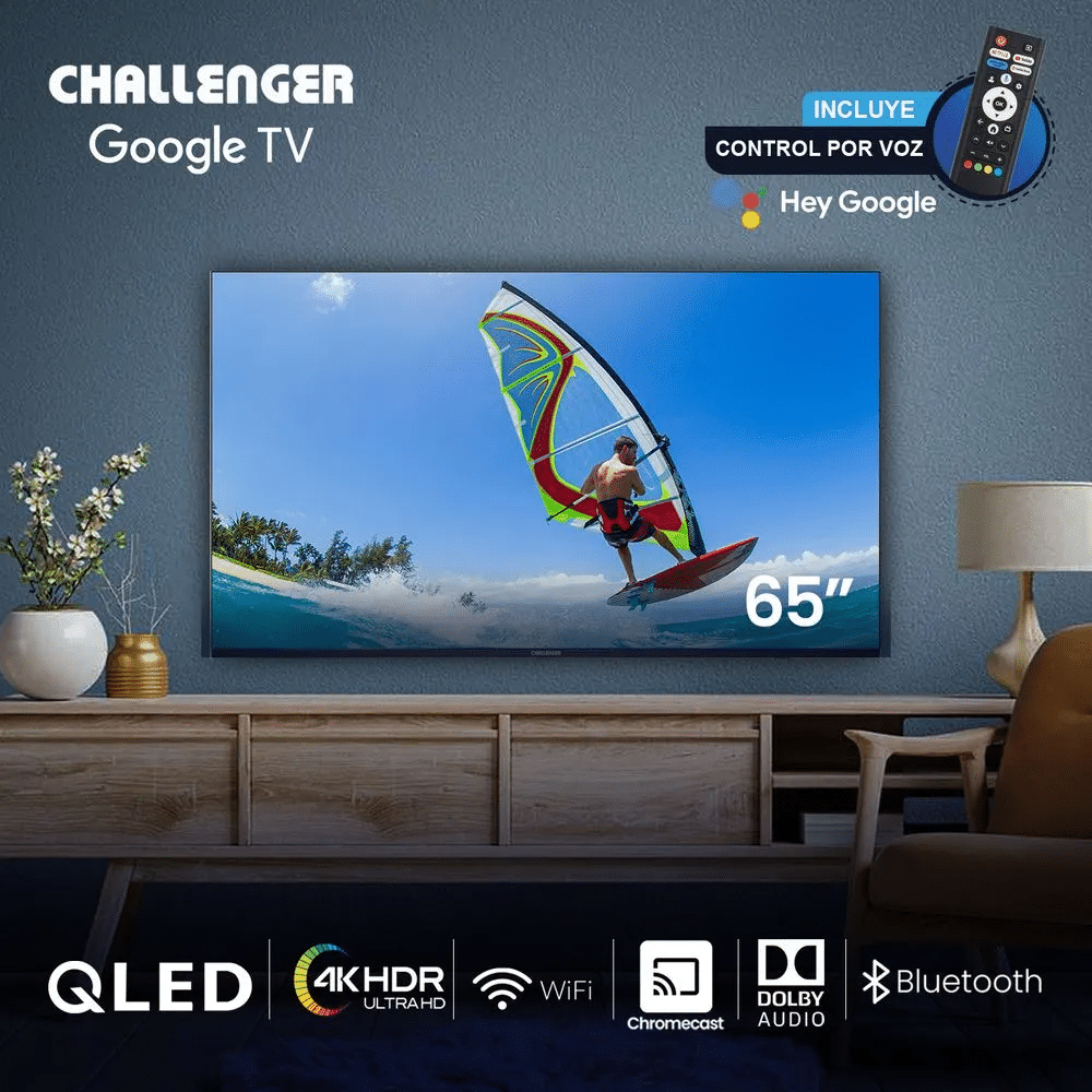 Televisor Challenger QLED 65" Google TV con Bluetooth, WIFI, Chromecast y Control por voz. Incluye soporte de pared - QLED 65KG290 BT GOOGLETV T2 - Image 8