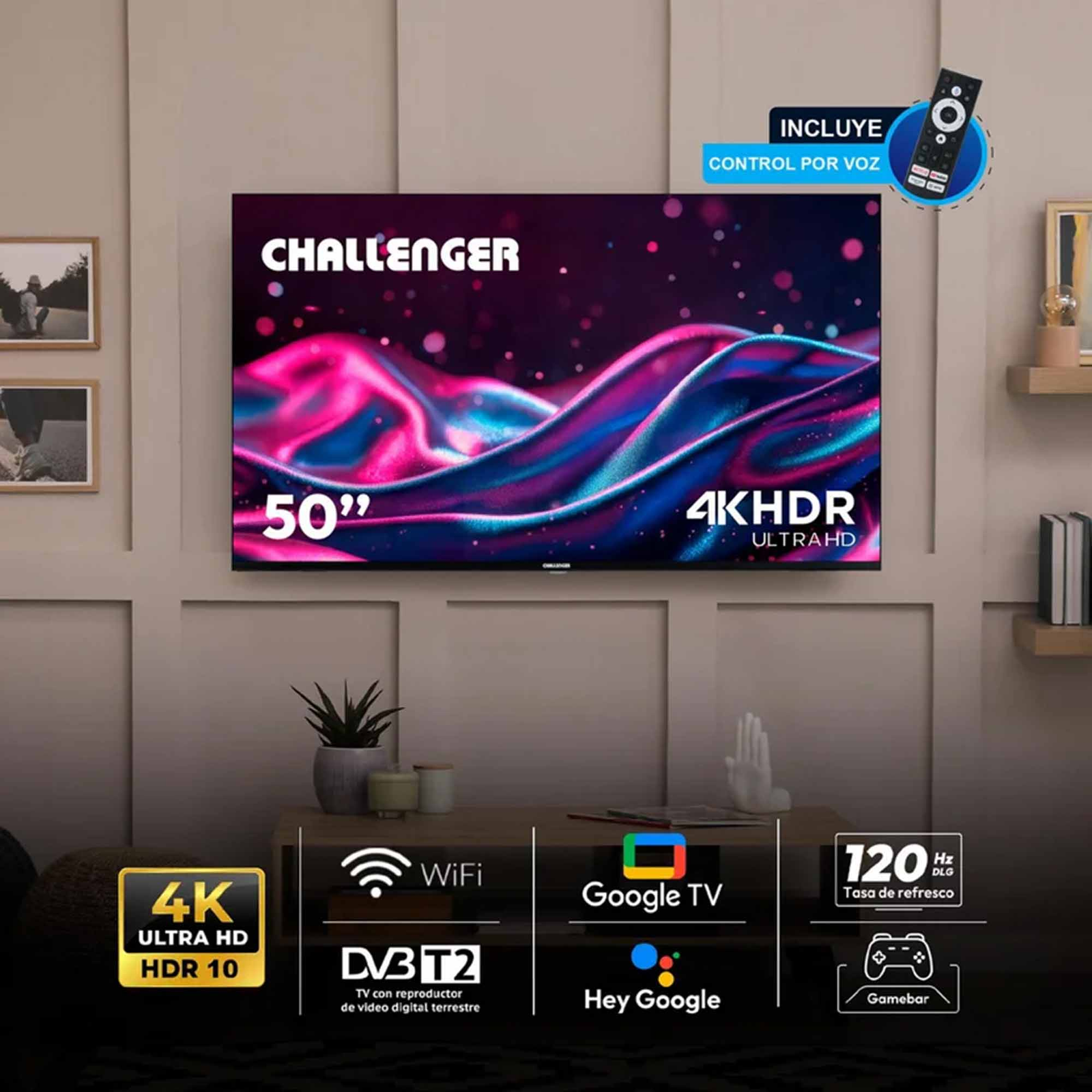 Televisor CHALLENGER 50" 50TG2771 BT 4K-UHD LED Smart TV Google Gaming - Image 3